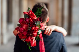 Red themed wedding flowers