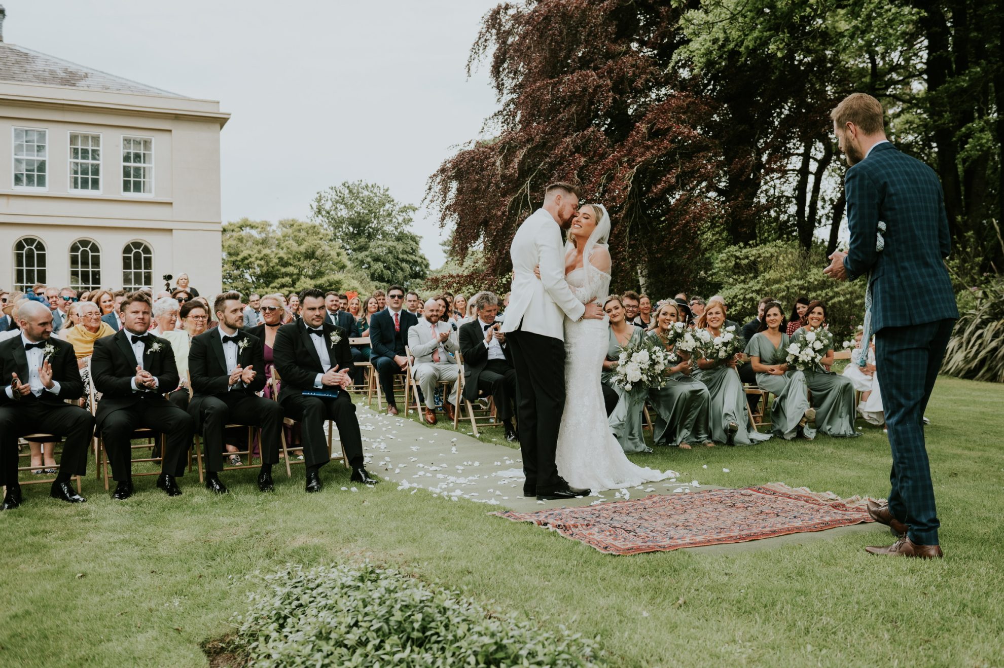 The wedding ceremony outside