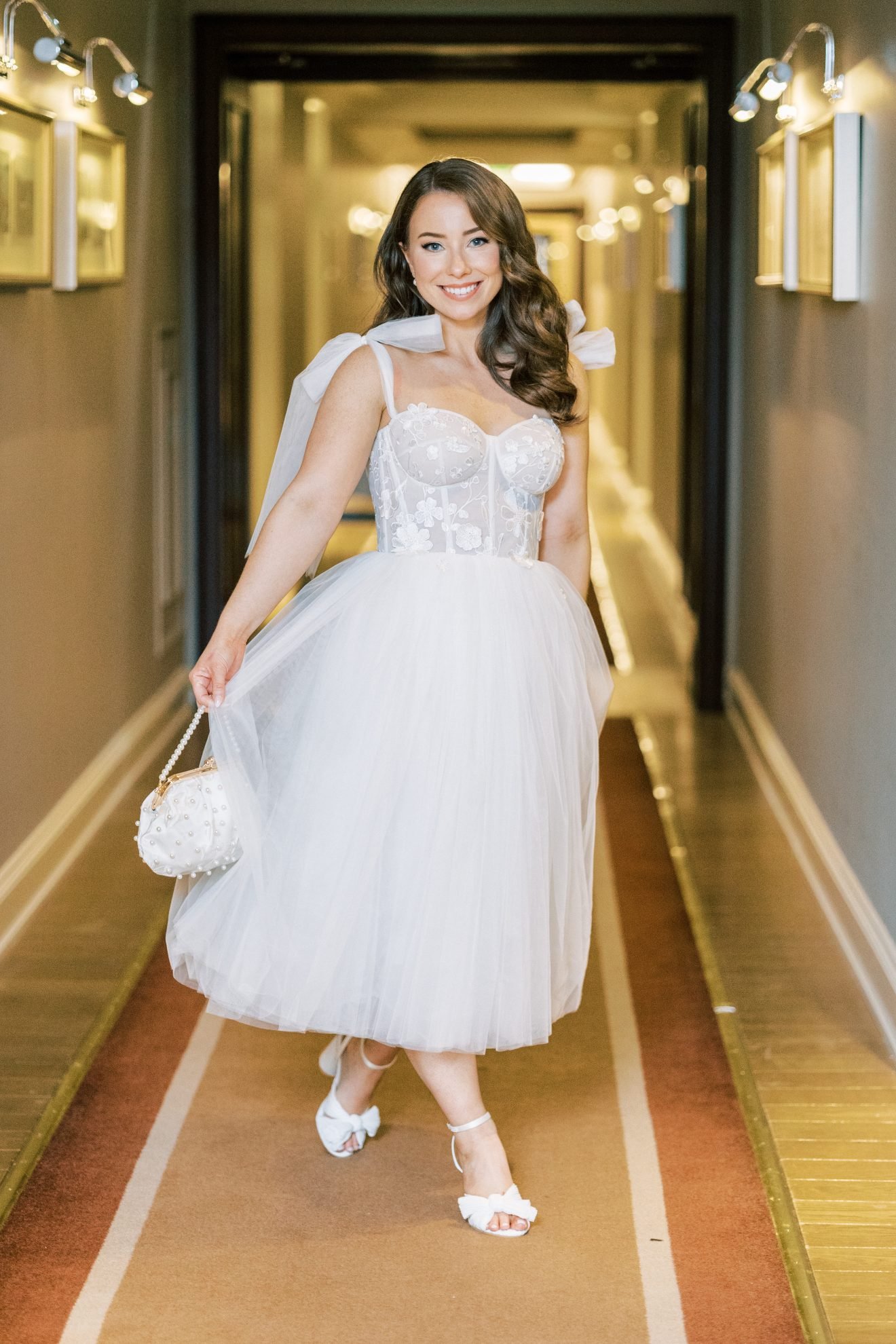 Jean in her second wedding dress for the evening