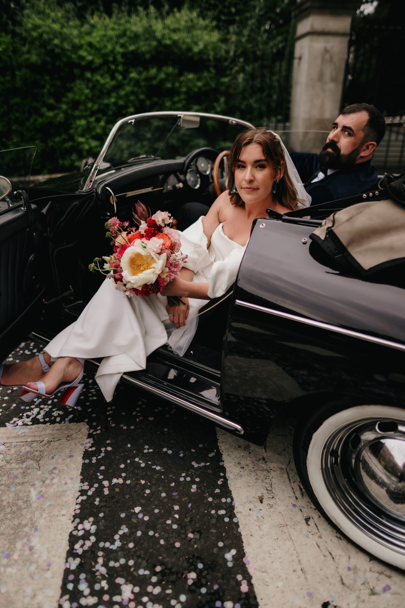 Jael and Greg's wedding car